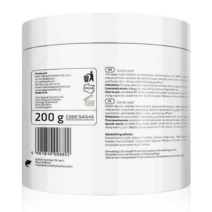Apis COFFEE SHOT Biorevitalising Algae Mask with Caffeic Acid and Arabica Coffee | 200g