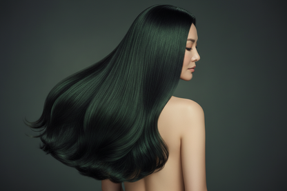 Woman with healthy-looking dark hair